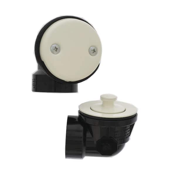 JONES STEPHENS Lift and Turn Schedule 40 ABS 2-Hole Bath Waste and Overflow Tub Drain Half Kit in Biscuit