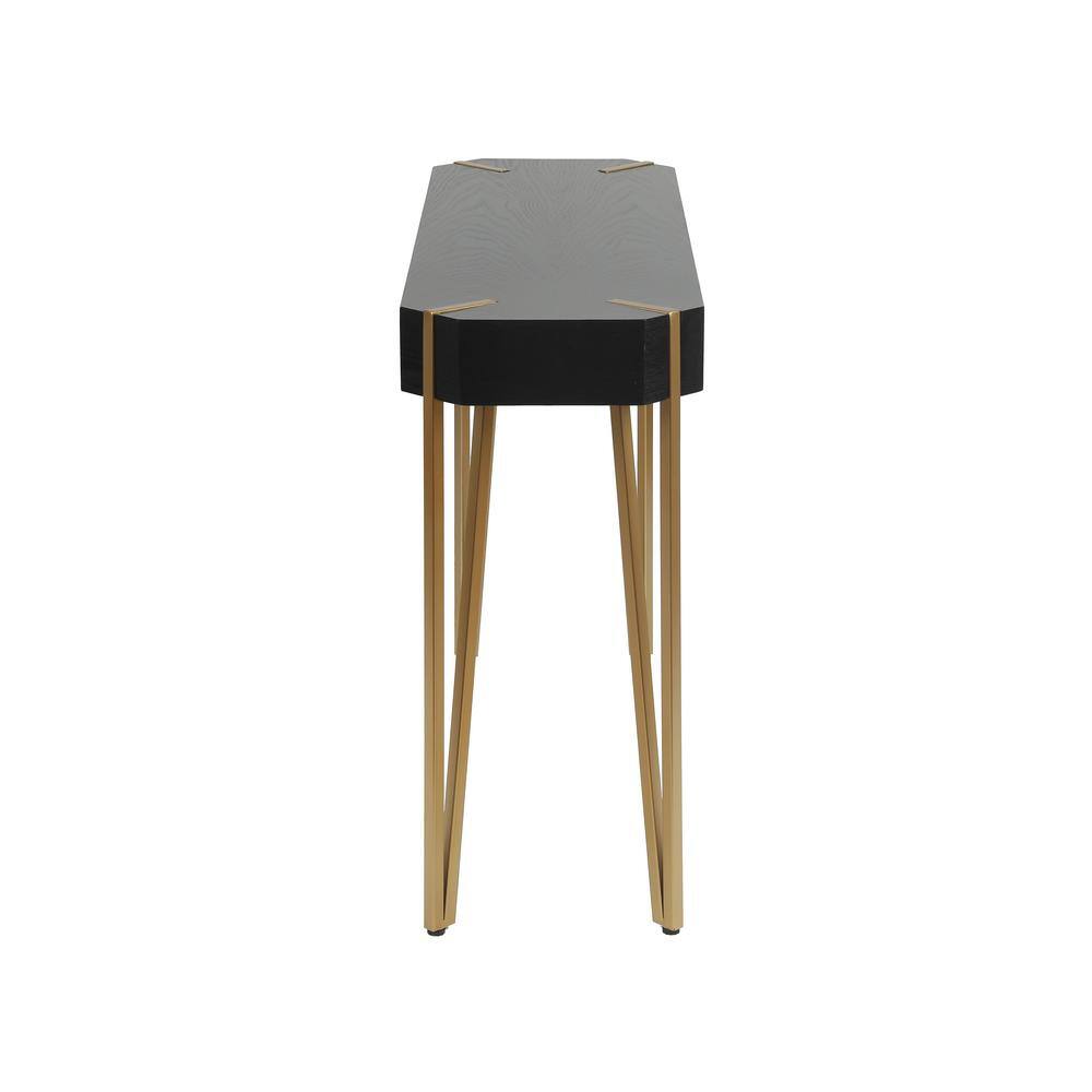 Modern Black Wood and Gold Metal 45'' Console Table with Storage
