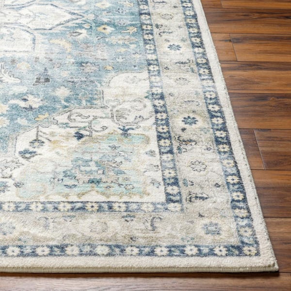 Turkish Rug Area Rug 3x4.4 Feet Blue Rug White Rug 