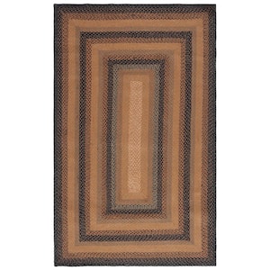 Braided Natural Sage Doormat 3 ft. x 5 ft. Border Striped Area Rug