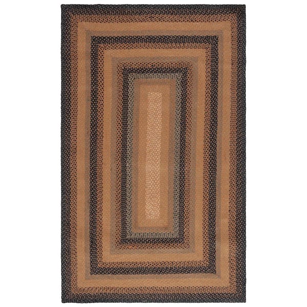 SAFAVIEH Braided Natural Sage 3 ft. x 5 ft. Border Striped Area Rug