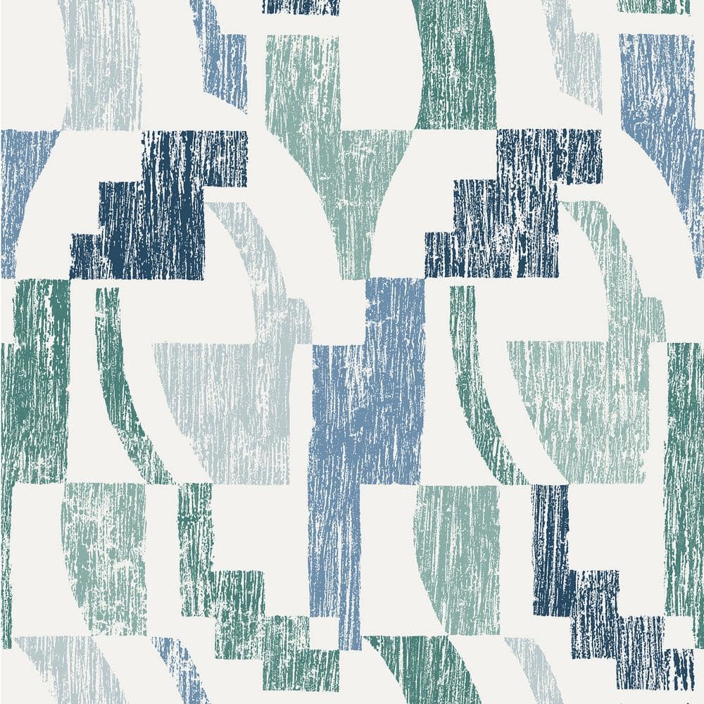 Cool Blue Multi-Colored Lenny Geometric Peel and Stick Wallpaper Sample price history on PriceWatchPro