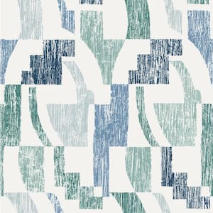 Cool Blue Multi-Colored Lenny Geometric Peel and Stick Wallpaper Sample