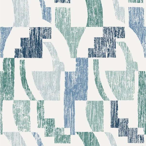 NuWallpaper Cool Blue Multi-Colored Lenny Geometric Peel and Stick Wallpaper Sample