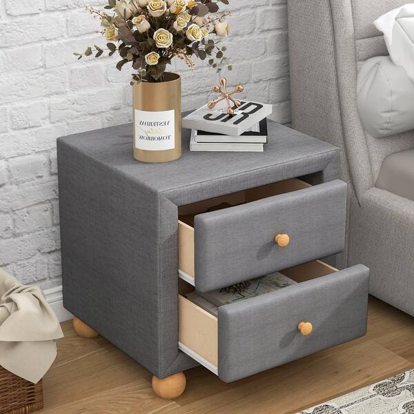 Grey deals fabric nightstand