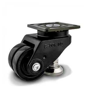 GDLD 2-7/8 in. Dual Nylon Swivel Flat Black Plate Mounted Leveling Caster with 1543 lb. Load Rating