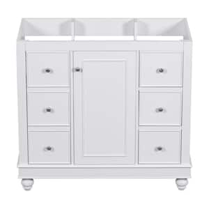 35.28 in. W x 16.2 in. D x 32.87 in. H Bath Vanity Cabinet without Top with 4-Drawers and 1 Cabinet Door in White