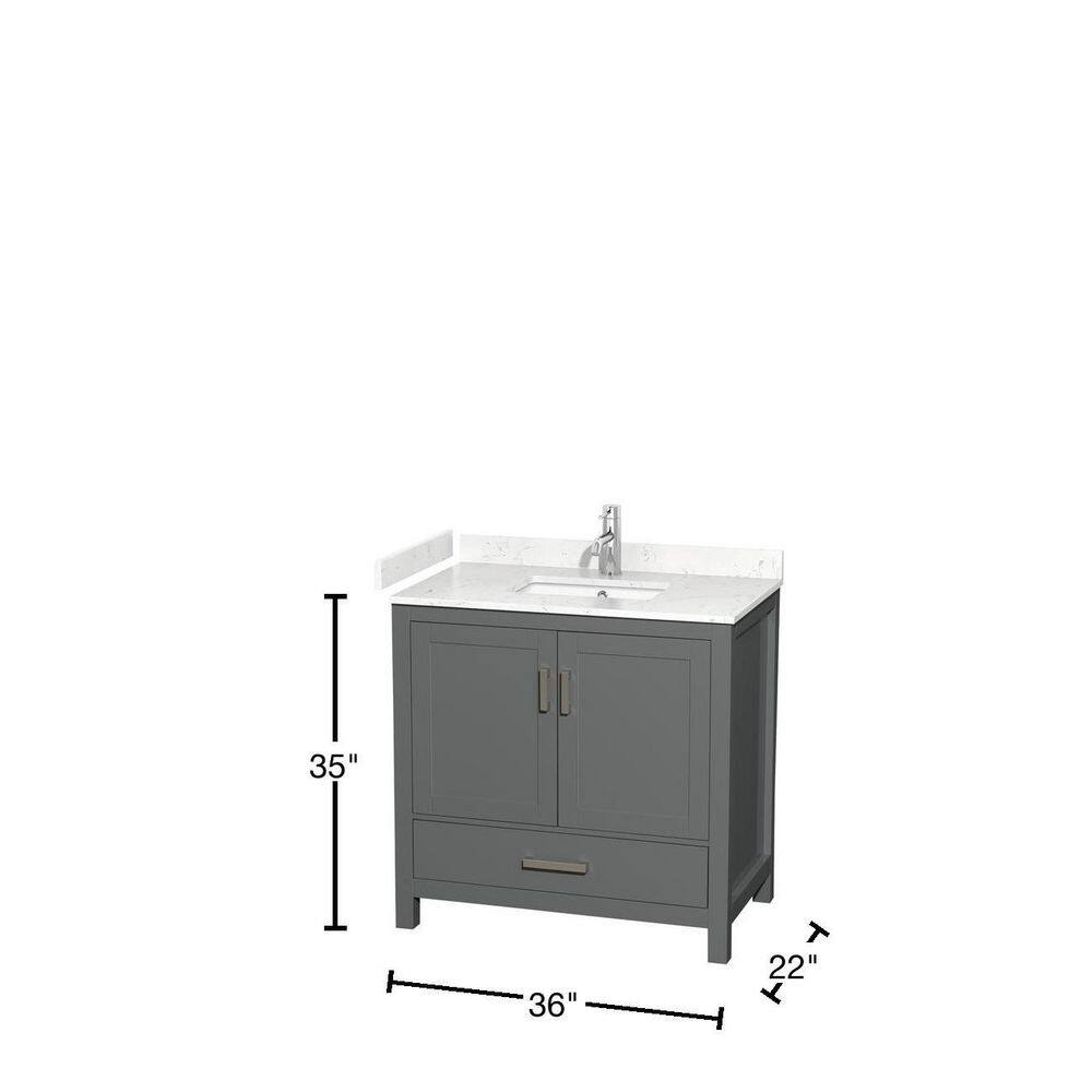 Sheffield 36" Dark Gray Bathroom Vanity with Carrara Marble Top