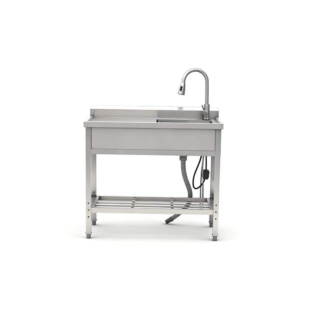 39 in. Drop-In/Undermount Single Bowl 20 Gauge Silver Stainless Steel Kitchen Sink with Drain price history on PriceWatchPro