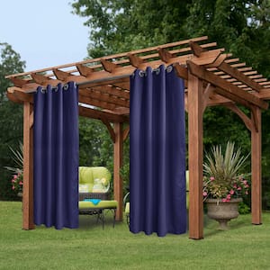 Dark Blue Outdoor Thermal Grommet Blackout Curtain - 50 in. W x 108 in. L