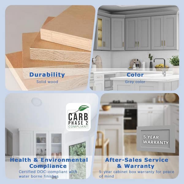 30 in. W x 11.9 in. D x 1.5 in. H in Light Grey Shaker Flex Kitchen Cabinet Shelving Wall Glass Holder