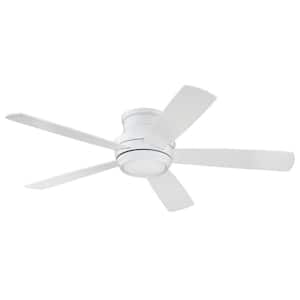 Tempo Hugger 52 in. Indoor Flushmount White Finish Ceiling Fan with LED Light Kit and Remote/Wall Control (Included)