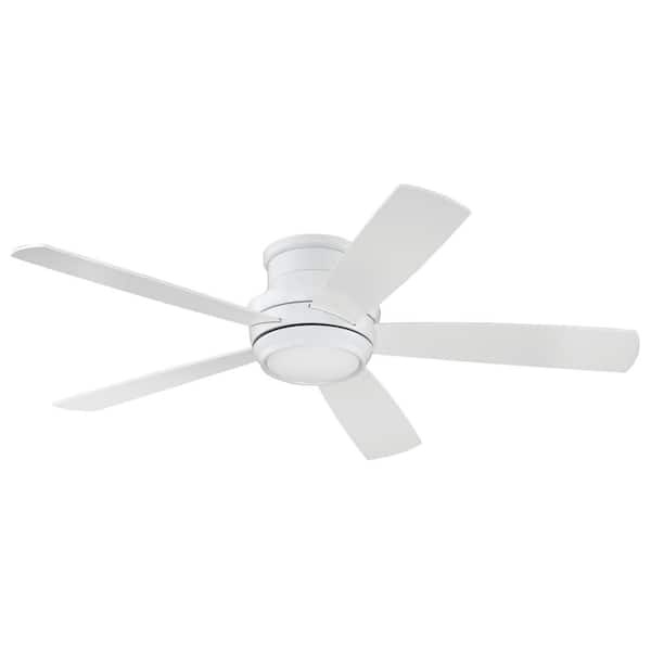 CRAFTMADE Tempo Hugger 52 in. Indoor Flushmount White Finish Ceiling Fan with LED Light Kit and Remote/Wall Control (Included)