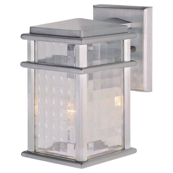 Generation Lighting Mission Lodge 5.25 in. W 1-Light Brushed Aluminum Outdoor 9.25 in. Wall Lantern Sconce