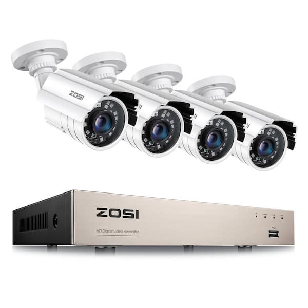 ZOSI 8-Channel H.265+ 5MP-Lite No Hard Drive DVR Outdoor Security Camera System with 4 1080P Wired Outdoor Bullet Cameras