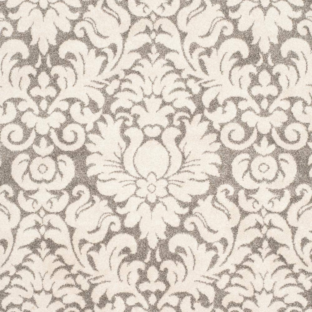 Cozy Elegance Floral Gray & Beige 6'x9' Synthetic Area Rug