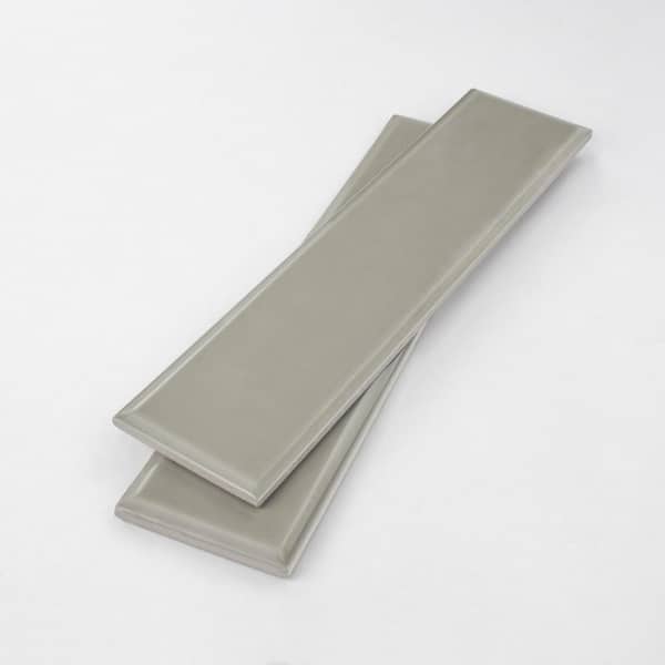 Chateau 3 in. x 6 in. Greige Gloss Ceramic Subway Tile Sample