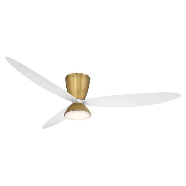 Hourglass 58 in. Indoor Legacy Brass Flush Mount Ceiling Fan with Integrated LED and Remote Control Included
