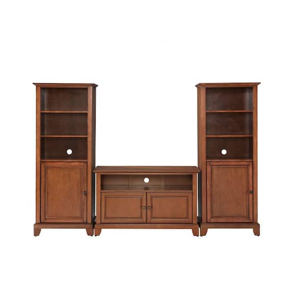 Crosley Newport TV Stand and 2-Audio Piers in Cherry