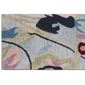 E1763 Multi 7 ft. 6 in. x 9 ft. 6 in. Hand Tufted Floral Transitional Indoor Wool and Viscose Area Rug