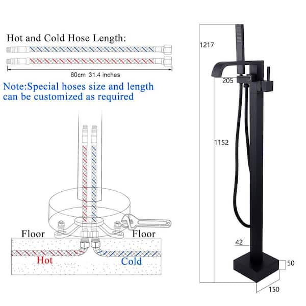 Single-Handle Freestanding Tub Faucet with Handheld Shower in Matte Black