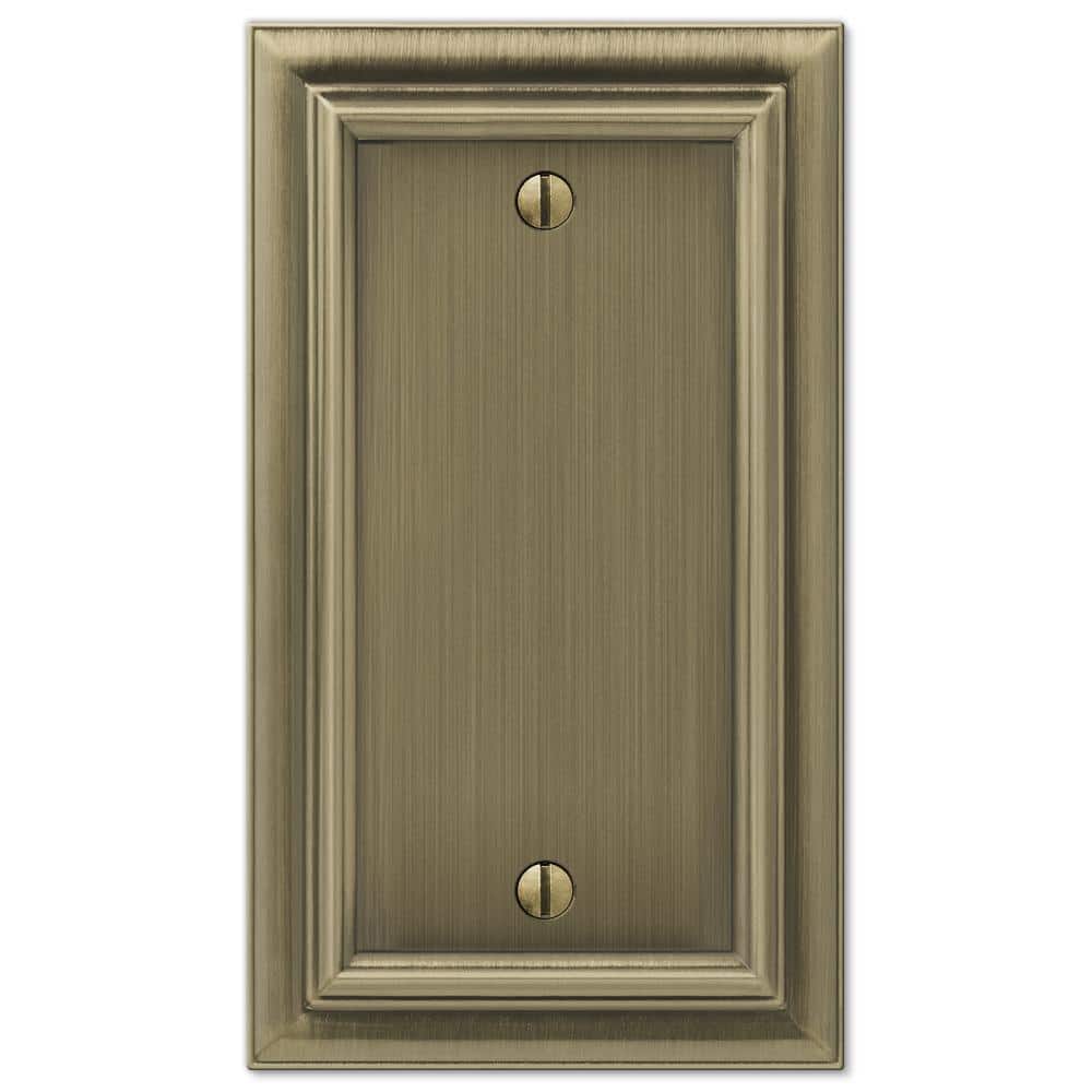Brushed Brass Single Blank Cast Metal Wallplate