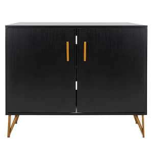 ACH 35 in. Black and Gold Wood TV Stand Fits TVs Up to 31 in.