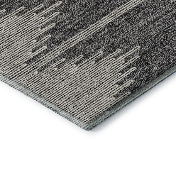 Mayfield Premium Machine Washable Indoor/Outdoor Geometric AMF647 Charcoal 1 ft. 8 in. x 2 ft. 6 in. Area Rug