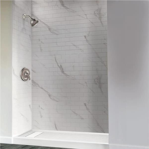 Linear 36 in. x 60 in. Single Threshold Shower Base in White