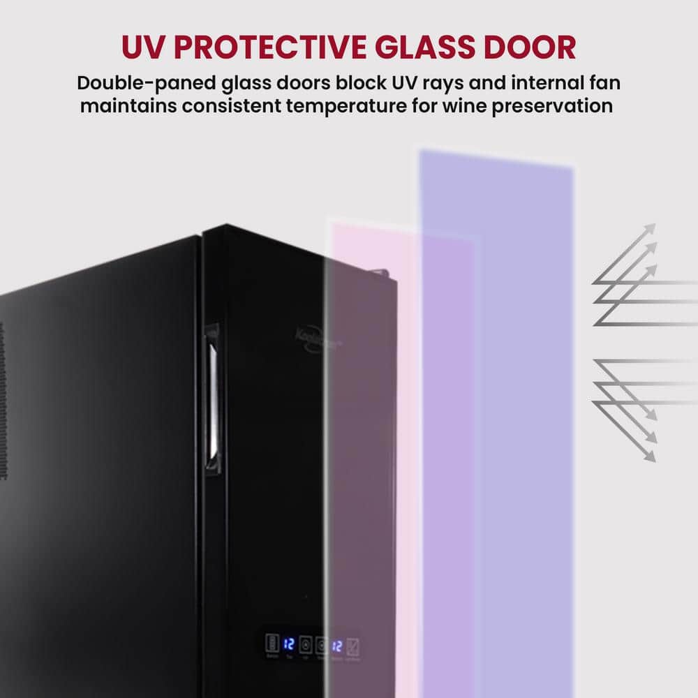 Black Dual Zone Thermoelectric Wine Cooler with Glass Doors