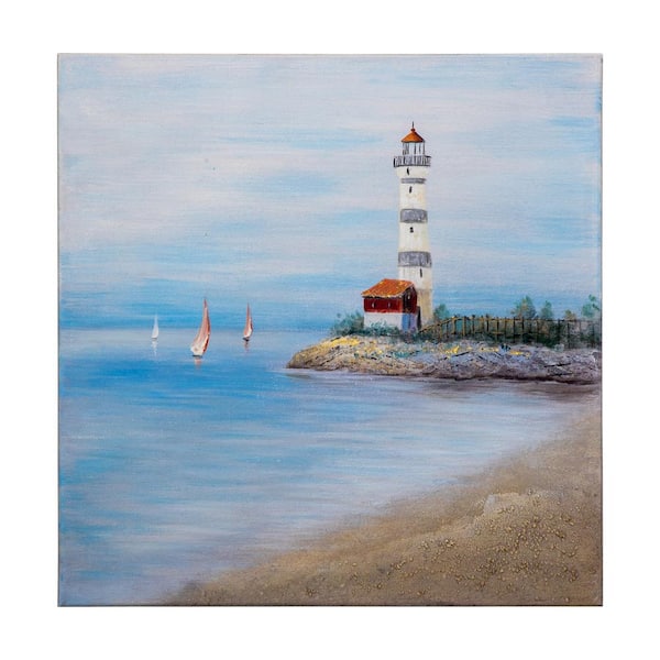 Yosemite Home Decor "Shoreside" Unframed Handpainted Coastal Wall Art 24 in. x 24 in.