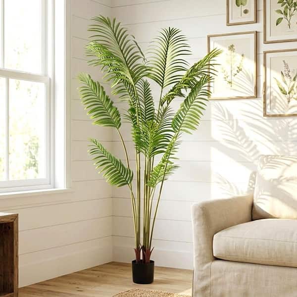 Faux 5.9 ft. Artificial Paradise Palm Silk Tree in Pot for Indoor/Outdoor Decor