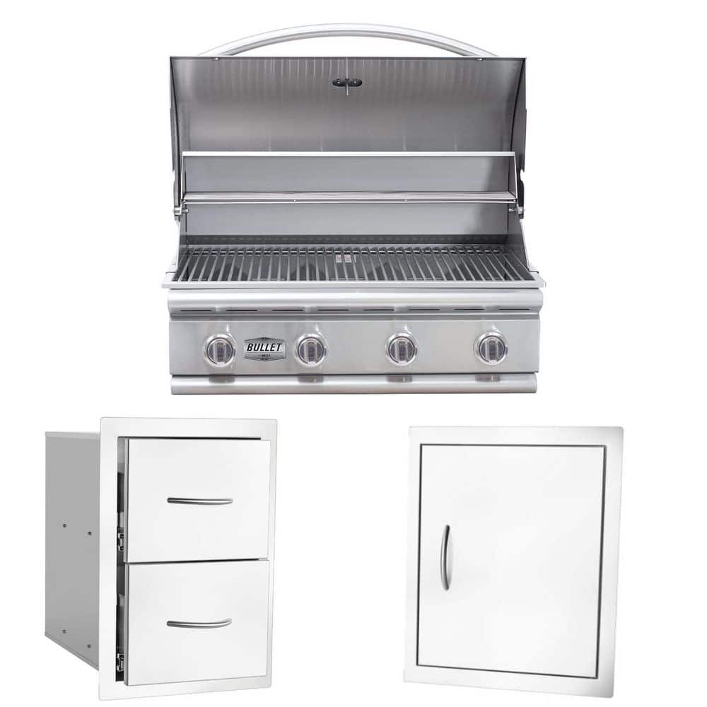 Bullet Series 4-Burner Built-In Liquid Propane Grill 30 in Stainless Steel w/Single Door, Double Drawer & Side Burner price history on PriceWatchPro