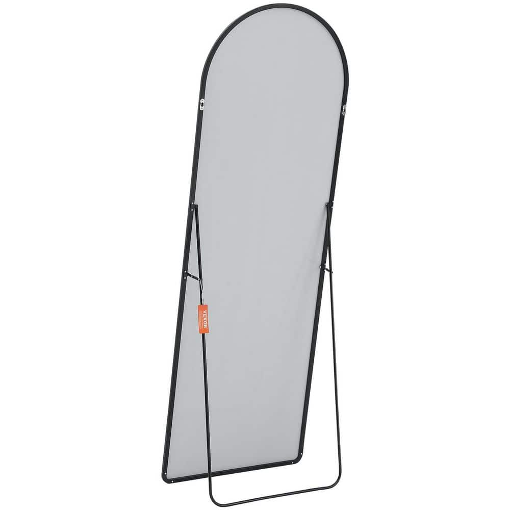 Arched Black Aluminum Full Length Mirror with Stand