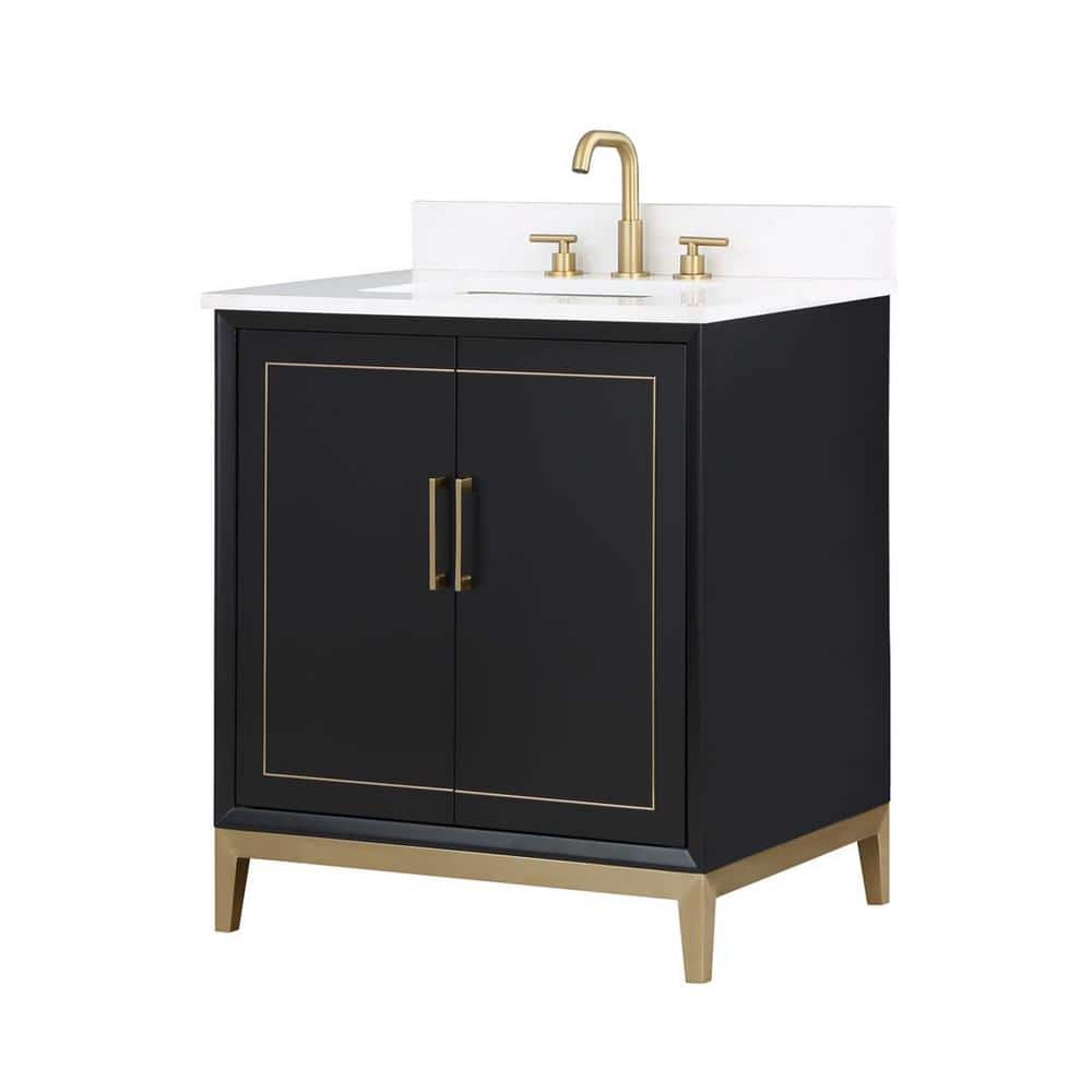 Gracie Midnight Black Single Bathroom Vanity with White Quartz Top