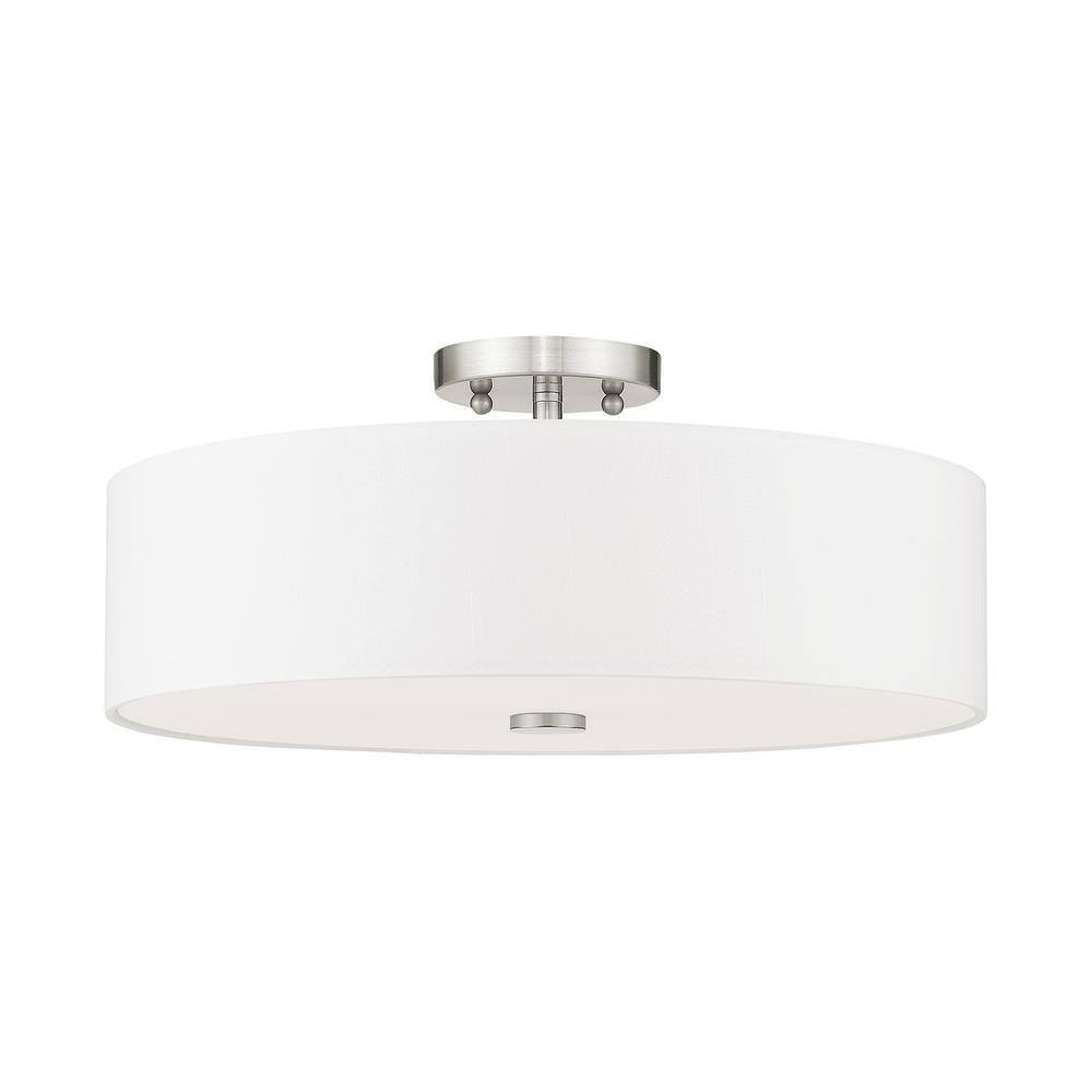 Brushed Nickel 4-Light Semi-Flush Drum Ceiling Fixture