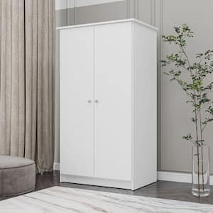 Sweden White Wood 32 in. W Armoire with 2-Doors