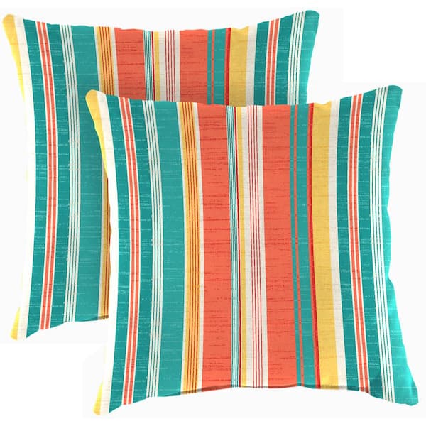 Jordan 9950PK1-4243D 18 x 18 in. Outdoor Pillow in Covert Stripe Fiesta