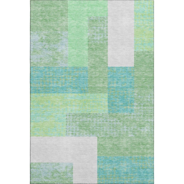 Addison Rugs Mayfield Premium Machine Washable Abstract AMF941 Aloe 8 ft. x 10 ft. Area Rug