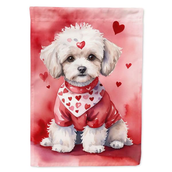 Maltipoo My Valentine Garden Flag Mailbox Flag Decorative Yard Flag Banner Patio Artwork Yard Flower Beds, Garden Size