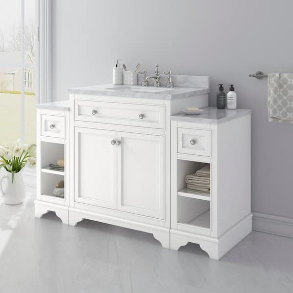 Mornington 54 in. W x 21 in. D Single Bath Vanity in Grey with Marble Vanity Top in White with White Sink