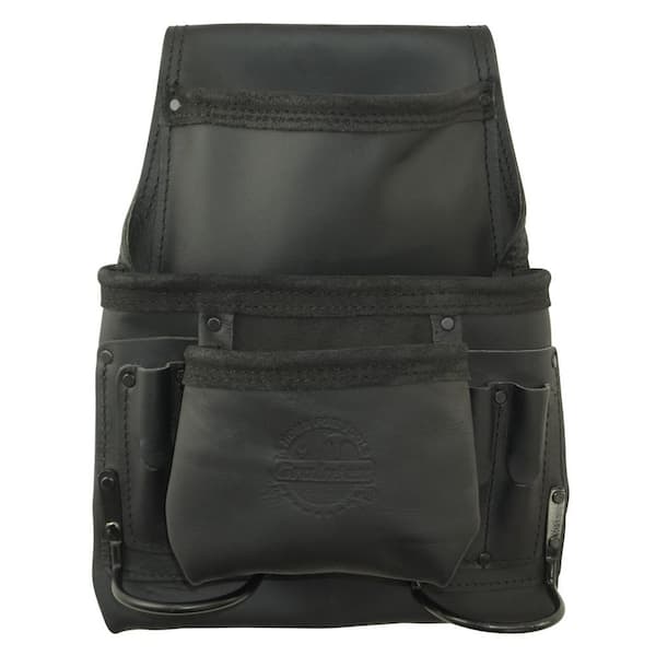 Graintex 9-Pocket Black Nail and Tool Pouch Top Grain Oil Tanned Leather