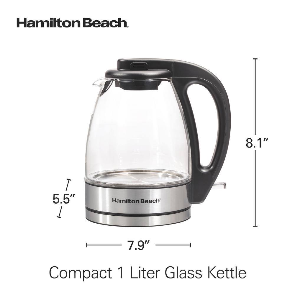 Hamilton Beach 1-Liter Glass Electric Kettle with Stainless Steel Accents