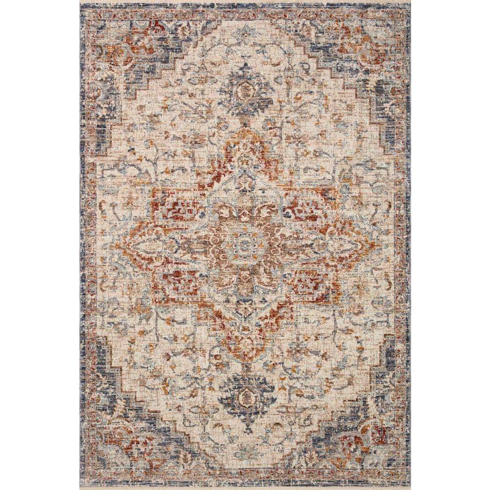 Sorrento Ivory Vintage-Inspired Stain-Resistant 3'11" x 5'7" Area Rug