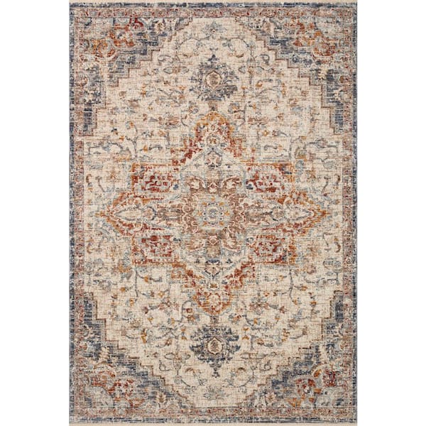 Loloi Sorrento Ivory/Fiesta 11'-6" x 15'-7" Oriental Fringe Area Rug