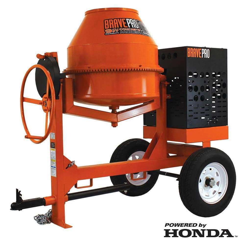 Brave Concrete Mixer : 9 cu. ft. Steel Drum : GX270 BRPCM109H
