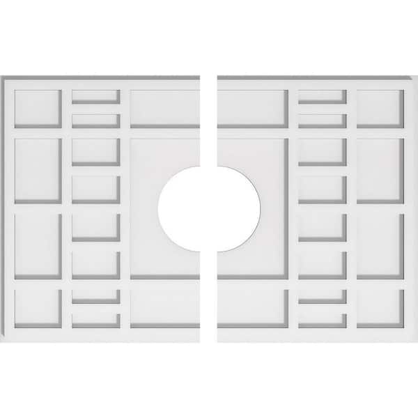 Ekena Millwork 28 in. W x 18-5/8 in. H x 6 in. ID x 1 in. P Beaux Architectural Grade PVC Contemporary Ceiling Medallion (2-Piece)
