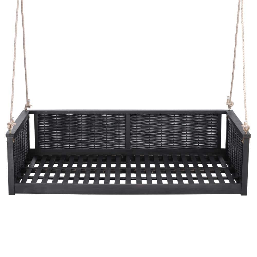 Twin Size Black Wood Porch Swing with Long Ropes price history on PriceWatchPro