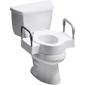 Rise Elongated/Round Raised 4.5" Plastic Closed Front Toilet Seat in White + Support Arms