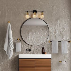 Hugo 24.5 in. 3-Light Vanity Light with Bathroom Hardware Accessory Set, Oil Rubbed Bronze/Gold Painting (5-Piece)